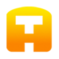 Un logotipo amarillo y naranja con una T blanca en el medio.