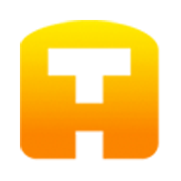 Un logotipo amarillo y naranja con una T blanca en el medio.