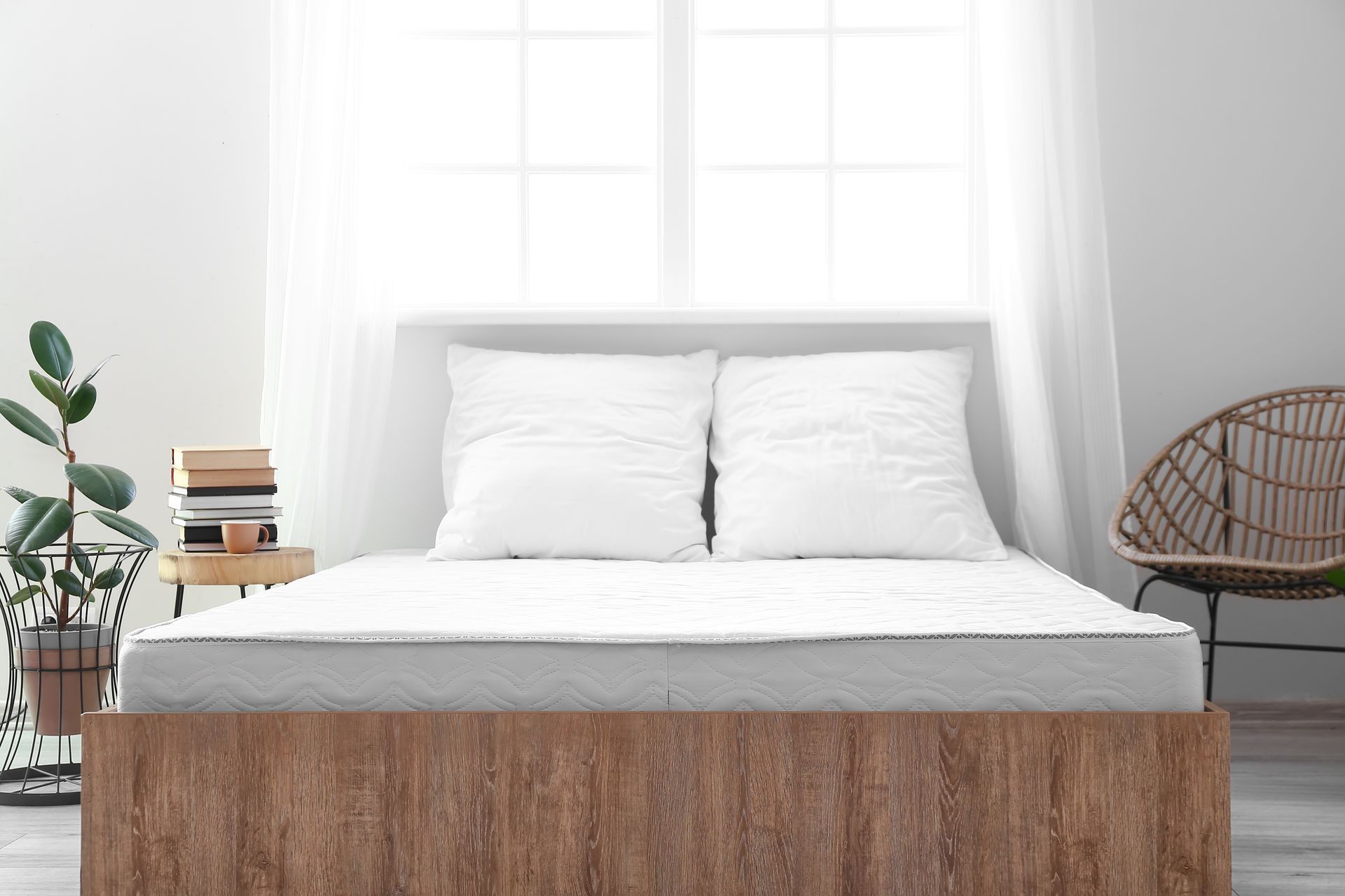 A Bedroom with A Wooden Bed Frame — Water Works Waterbeds in Gold Coast, QLD