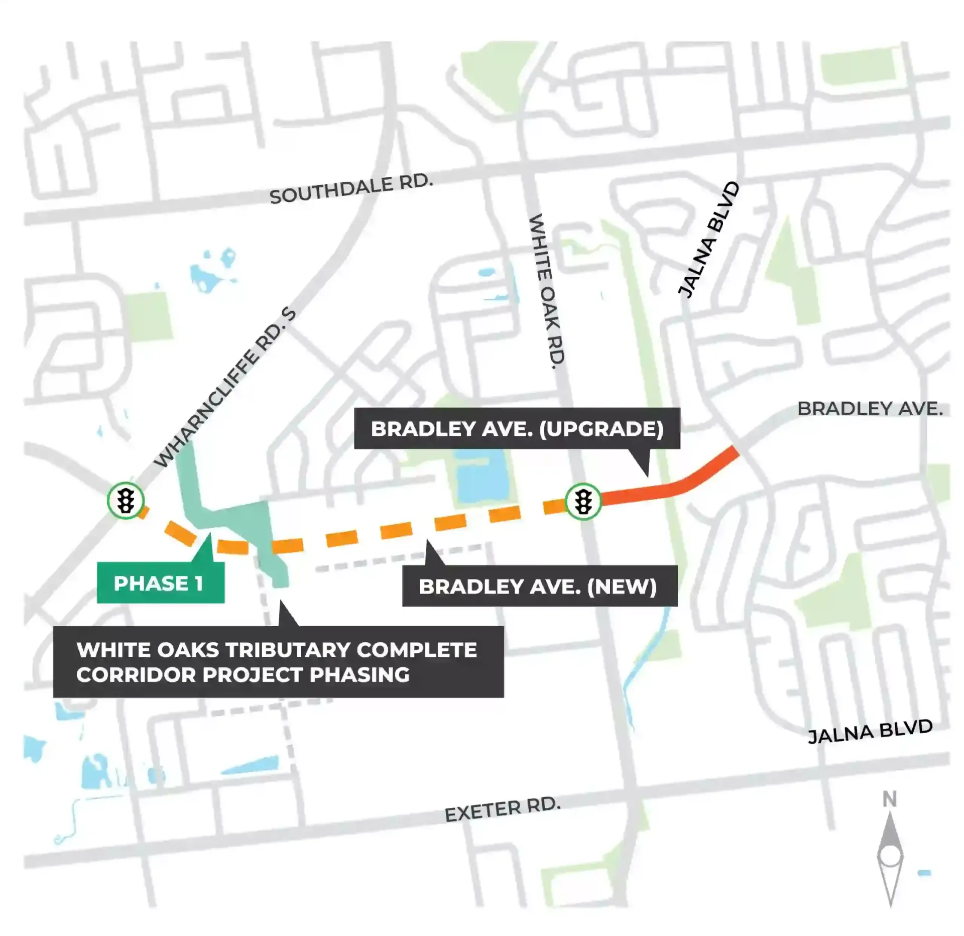 A map showing the areas affected by the projects.