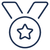 A line drawing of a medal with a star on it.