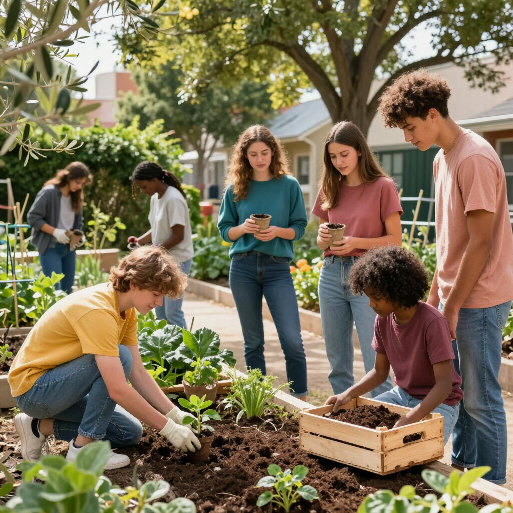 Jongeren met verschillende etnische afkomsten werken samen in een schoolproject