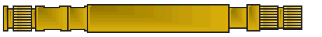 Gold cylindrical threaded metal coupling on a white background