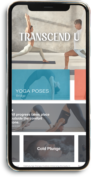 a phone screen shows Transcend U website screenshot