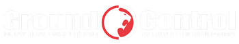 Logo of a red circle with a globe-like design and white text.