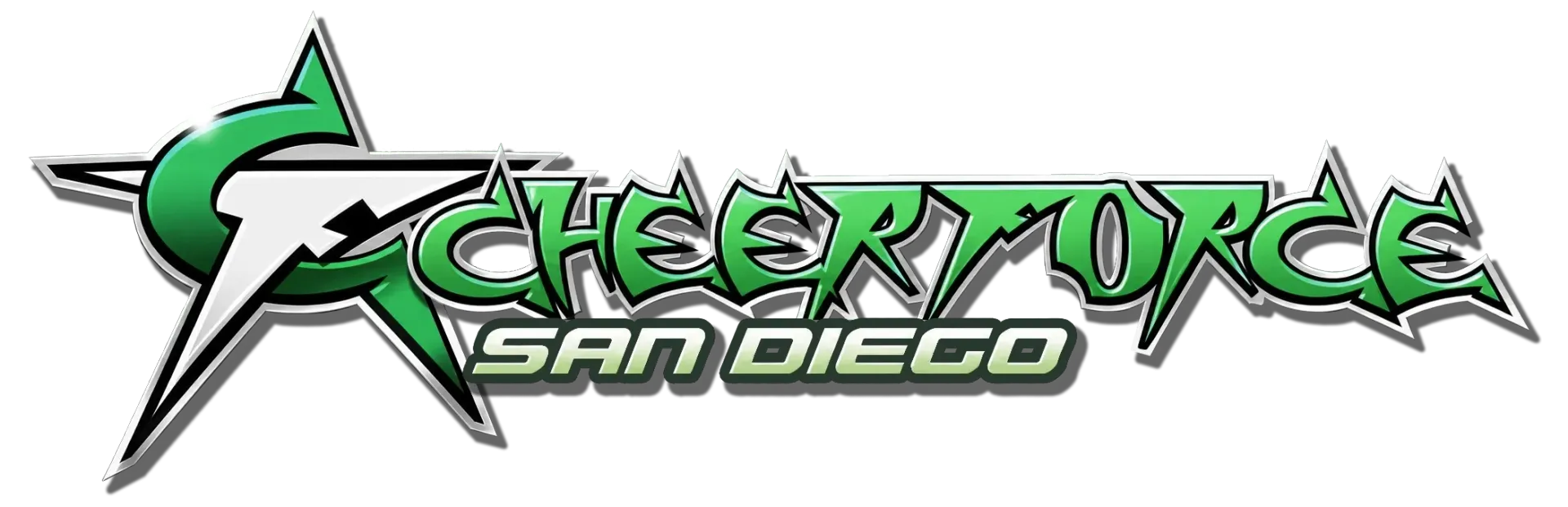 Cheerforce Simi Valley logo with green and silver star and text.