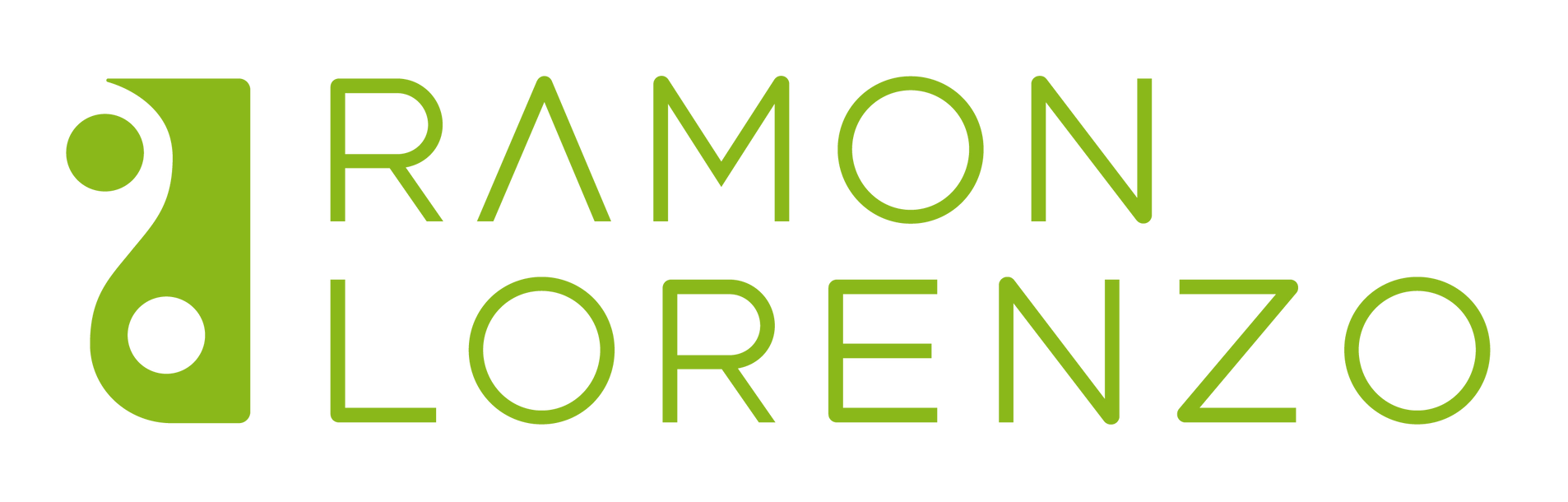 El logo de ramon lorenzo es verde y blanco