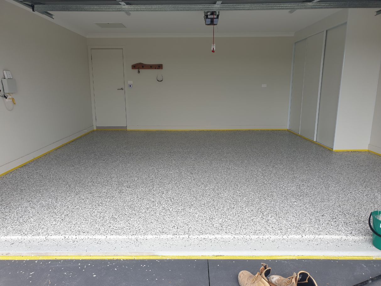 A Picture of a Residential Epoxy Concreting Project In Progress — Turn It Crete in St Georges Basin, NSW