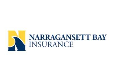 The narragansett bay insurance logo is blue and yellow.