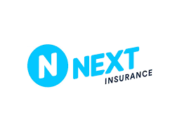 A blue logo for n next insurance on a white background