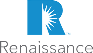 A blue renaissance logo with a white star on it