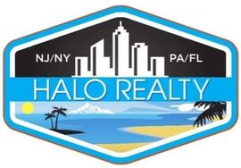 HALO REALTY logo with city skyline and beach scene, labeled NJ/NY and PA/NJ.