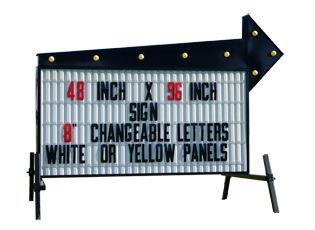 A trailer with a sign on it that says `` model 4 x 8 60w 4 lines of letters ''.