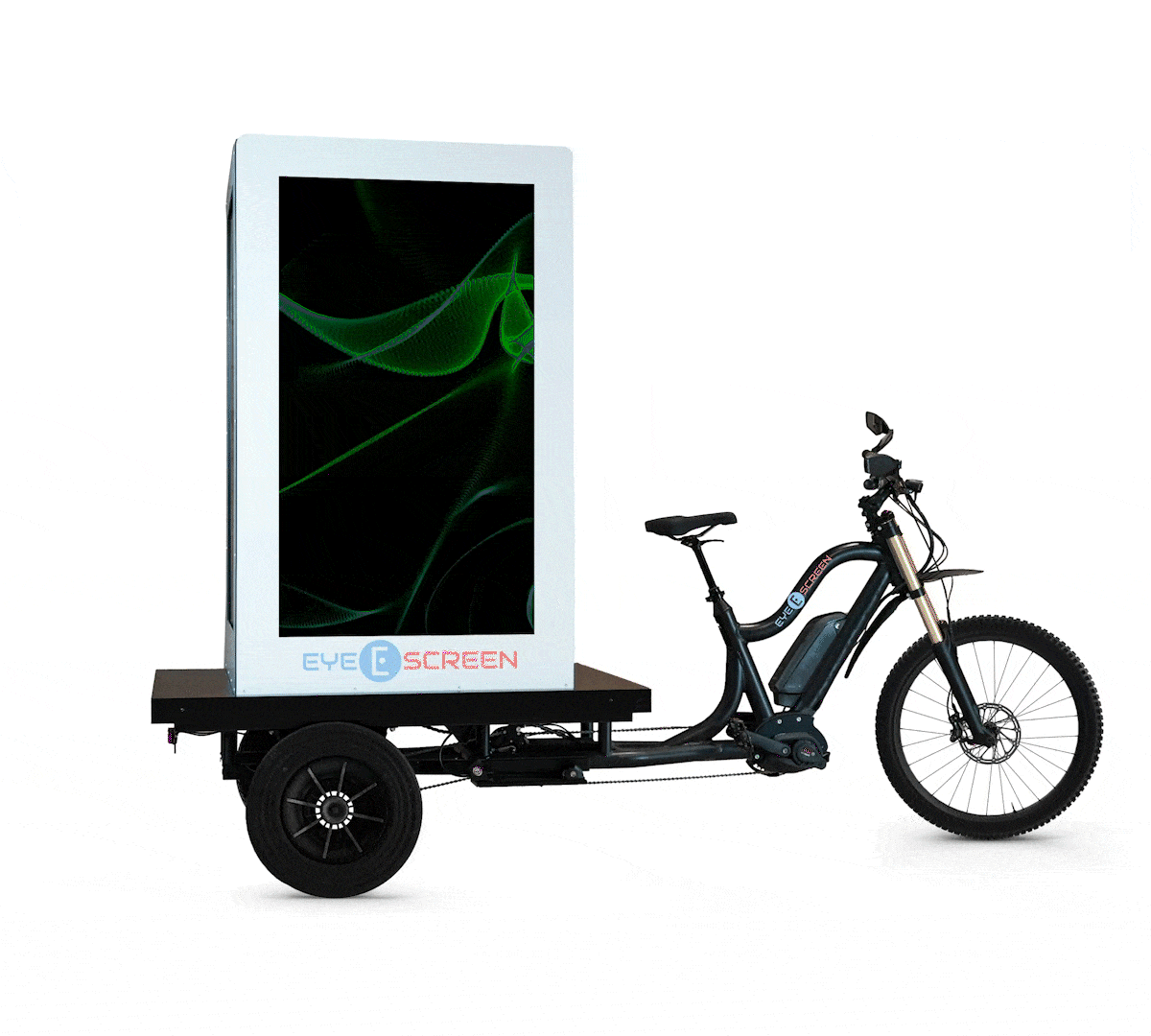 Dimanche sans voiture vélo publicitaire avec écran - DOOH