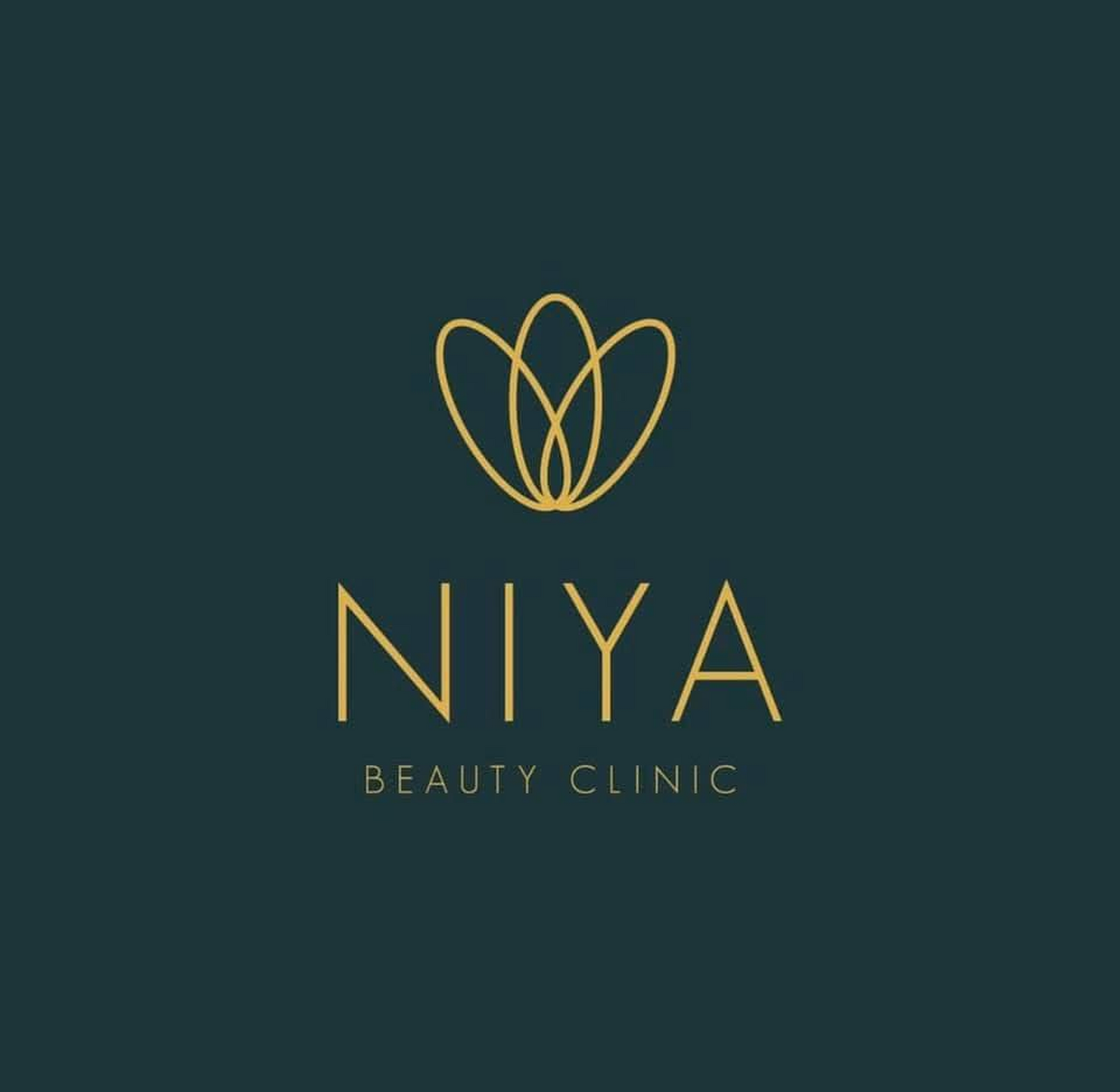 Gold logo on teal background: 