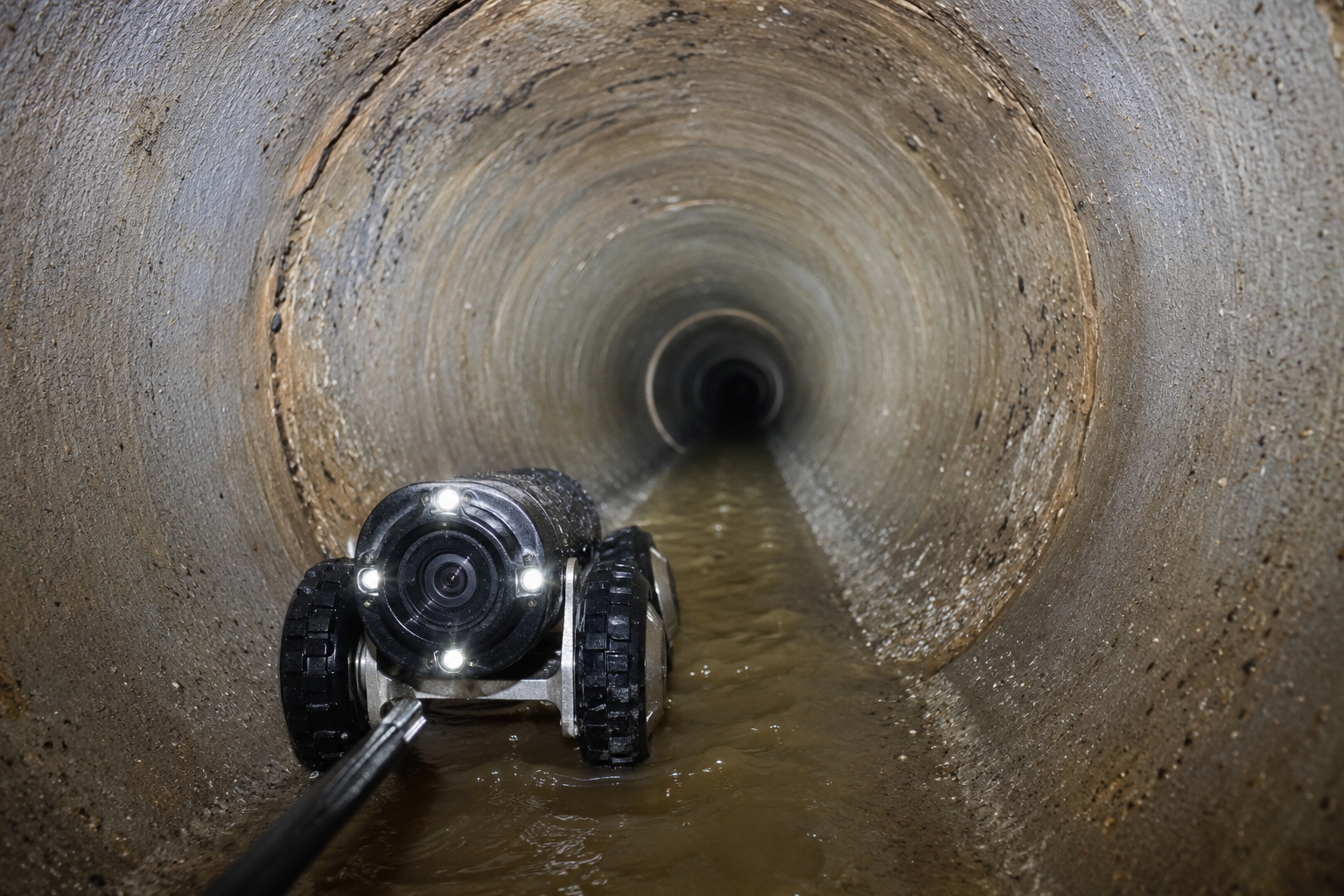 A Hose Is Coming out Of a Manhole Cover on A Brick Sidewalk — Blair Merlehan Plumbing in Wagga Wagga, NSW
