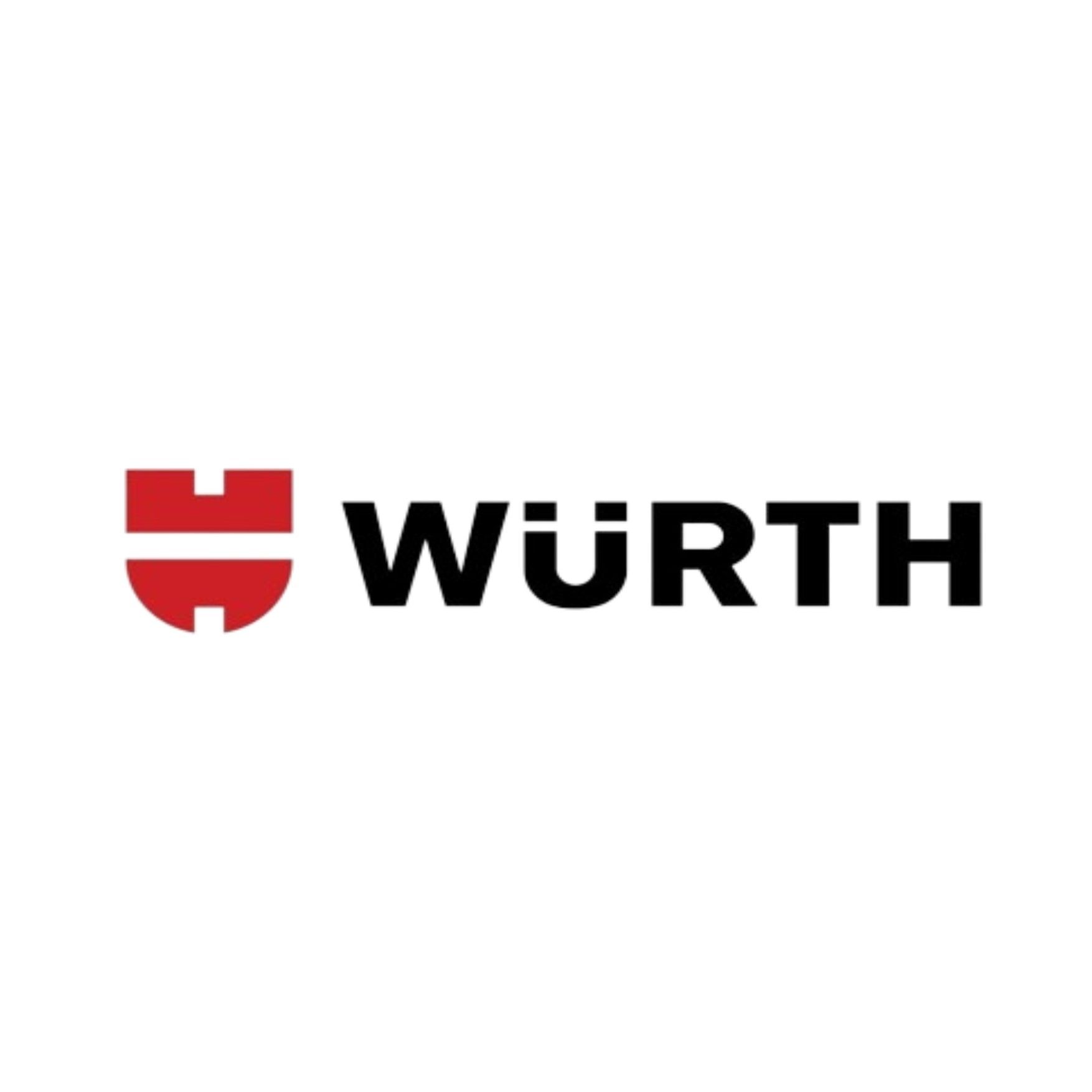 O logotipo wurth é vermelho e preto sobre fundo branco.