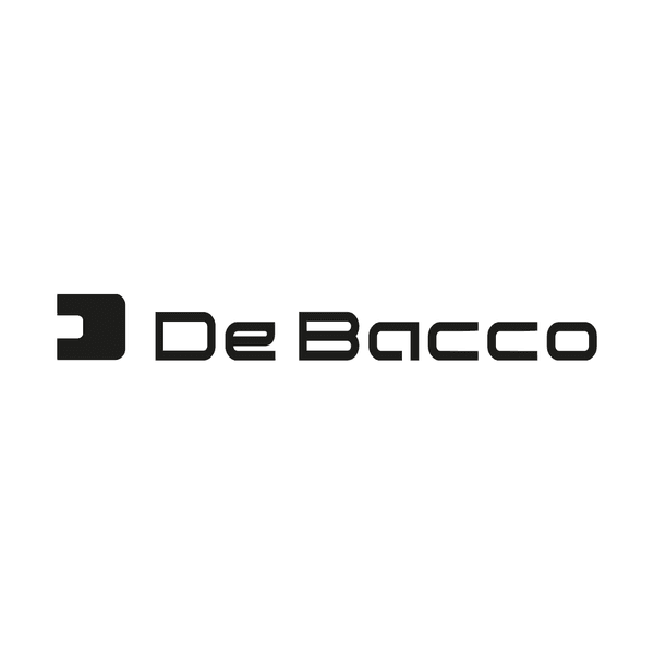 Um logotipo preto e branco para de bacco em um fundo branco.