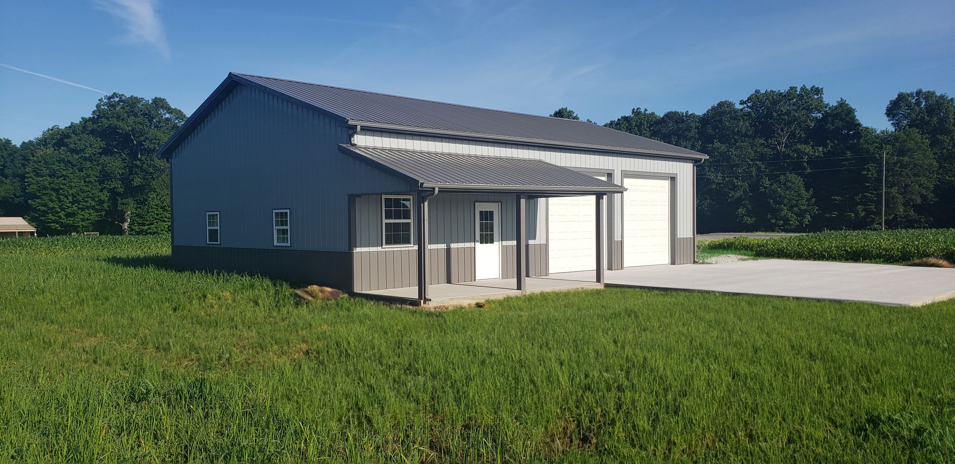 Grey and White Garage