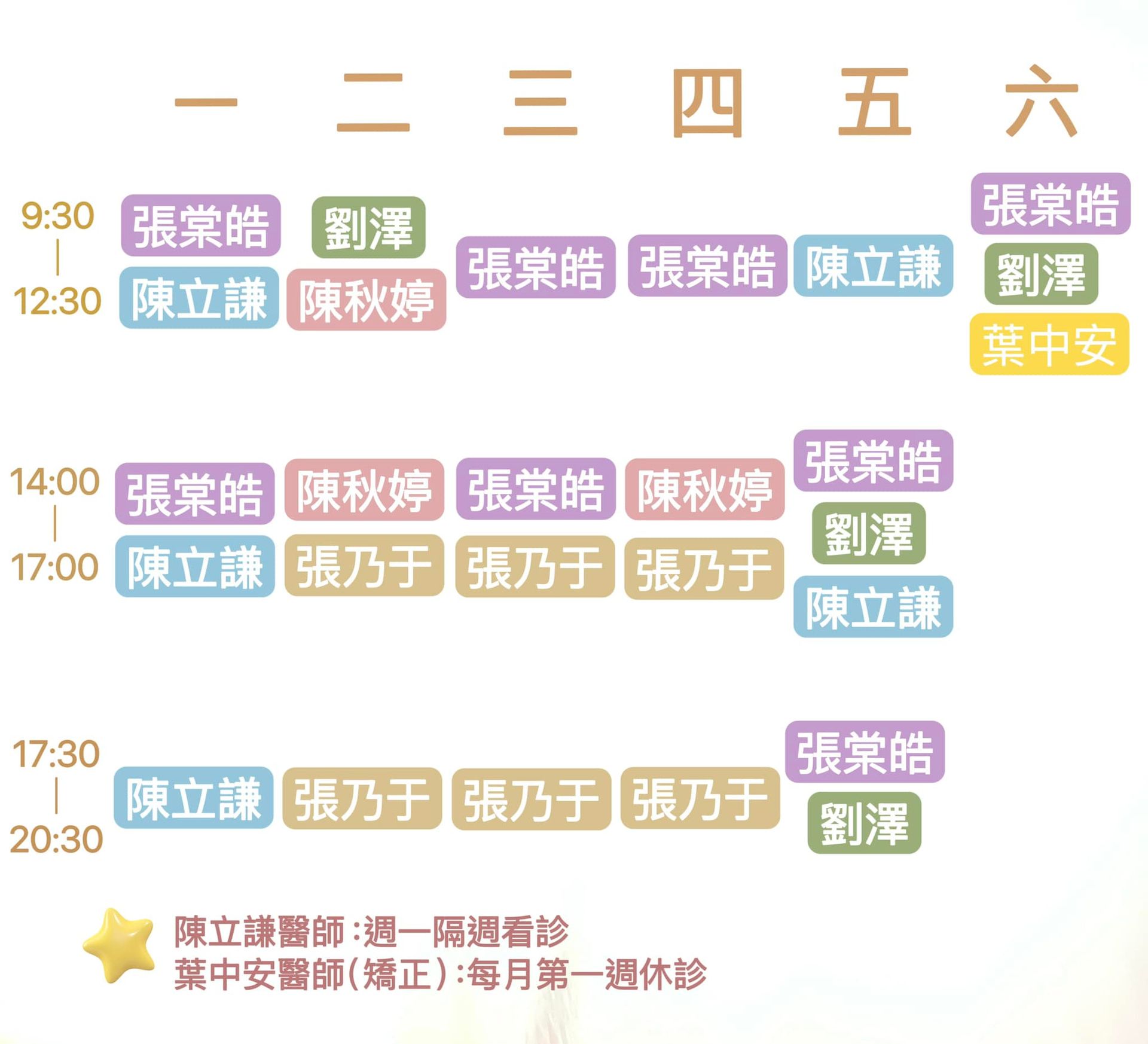2025 高雄蘊光牙醫診所三月門診時間表