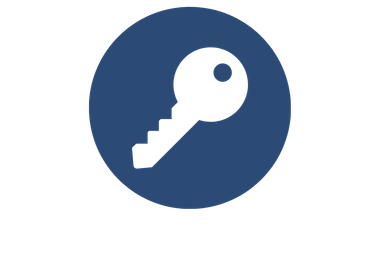 White key icon inside an orange circle icon
