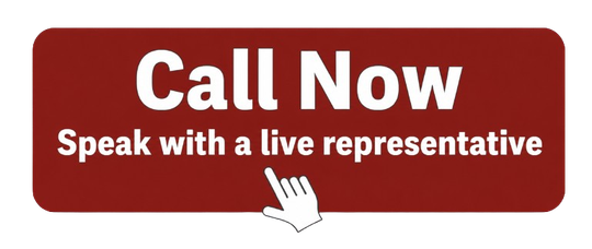 Red button reading “Call Now” with “Speak with a live representative” and a hand cursor icon