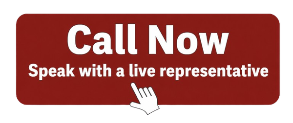 Red button with white text: “Call Now” and “Speak with a live representative,” plus a hand cursor icon
