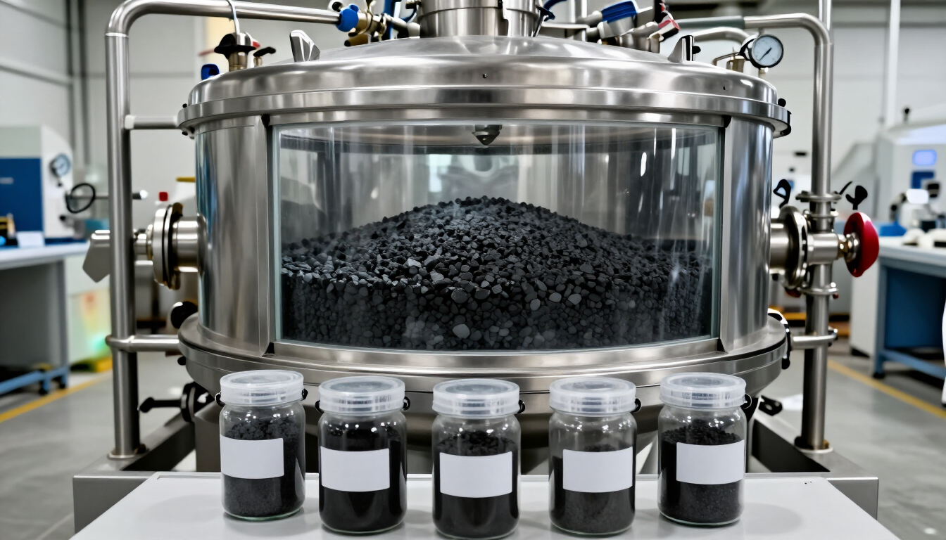 Proceso industrial con carbón activado granular o en polvo