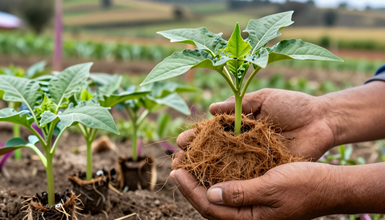 Sustrato de fibra de coco para agricultura