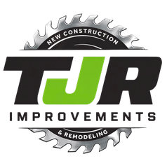 TJR Improvements logo with black and green lettering inside a silver saw blade, “New Construction” and “Remodeling” text