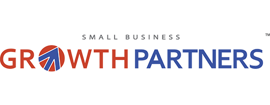 Small Business Growth Partners logo with gray and blue text and orange-blue circular icon