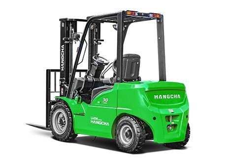 Chariot élévateur Hangcha vert.