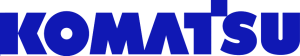 Un logo Komatsu bleu sur fond blanc