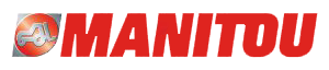 Un logo manitou rouge sur fond blanc