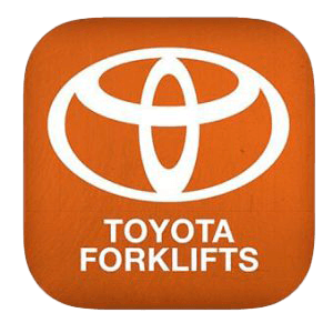 Un logo de chariot élévateur Toyota orange sur fond blanc