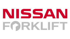 Un logo rouge et blanc pour le chariot élévateur Nissan