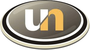 Un logo pour une entreprise appelée un est affiché sur un fond blanc.