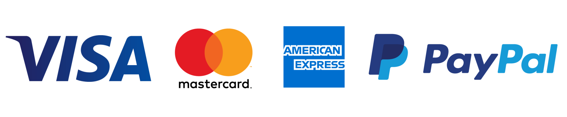 A visa , mastercard , and paypal logo on a white background