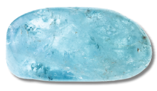 A close up of a blue stone on a white background.