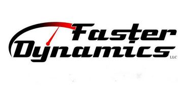 Faster Dynamics logo with a speedometer design.