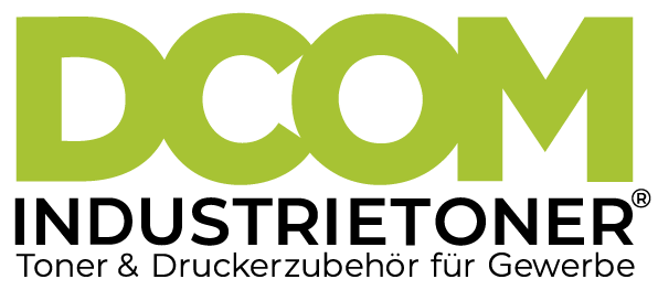 Logo von DCOM INDUSTRIETONER, einem Unternehmen, das Toner und Druckerzubehör für Unternehmen anbietet.