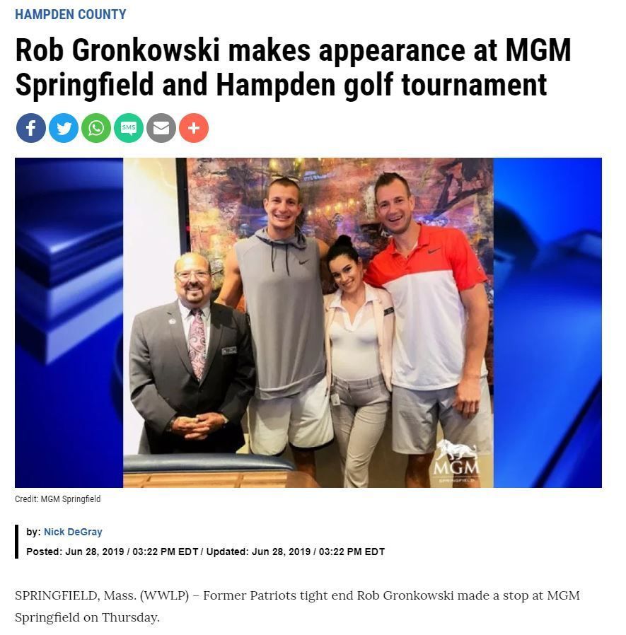 Rob Gronkowski makes appearance at MGM Springfield and GreatHorse Golf tournament