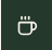 White coffee mug icon on a dark green square background