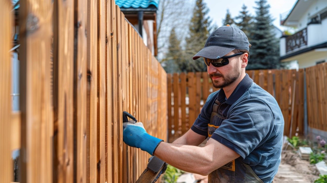 Wood privacy fence installation in Alexandria Louisiana backyard