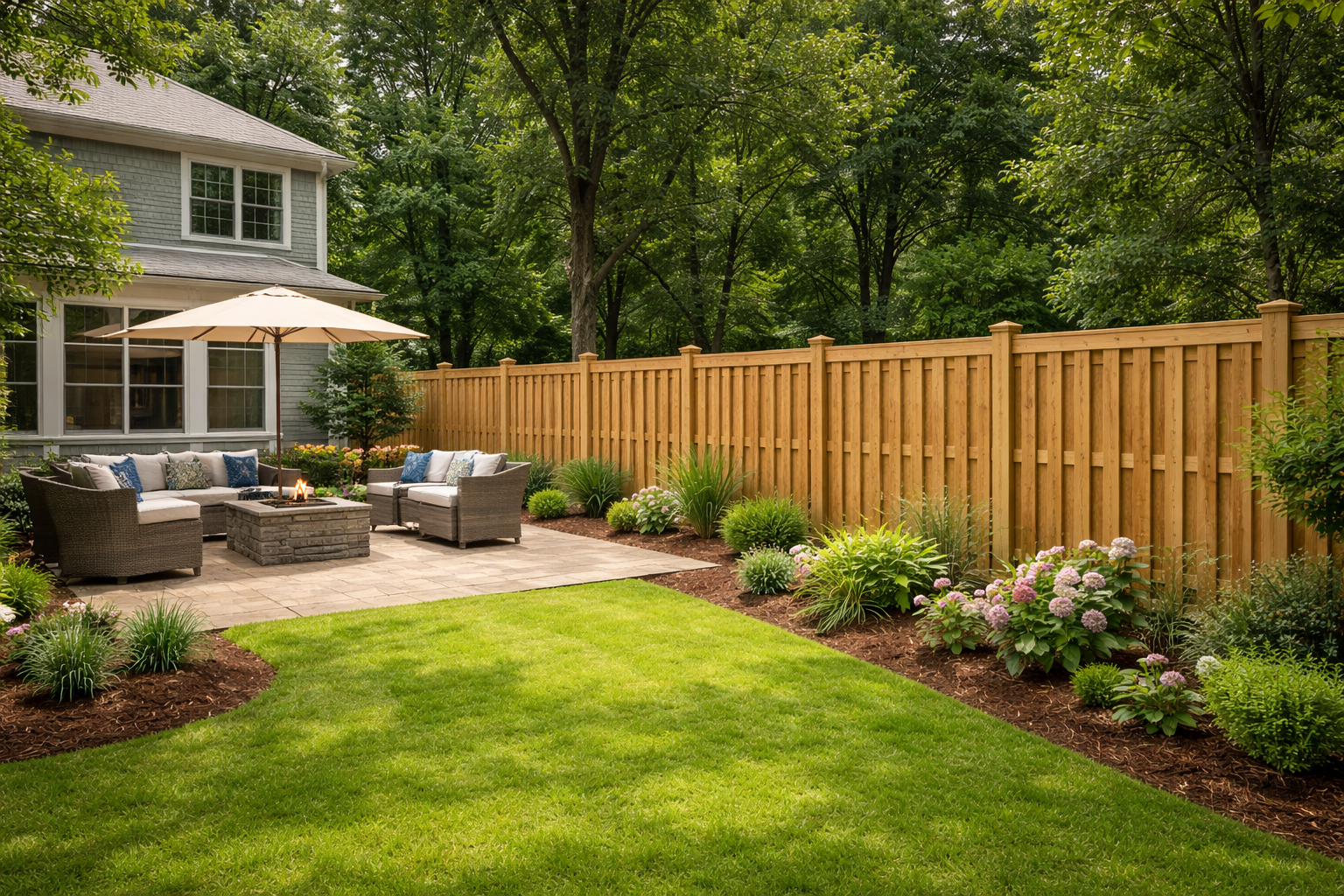 Shadowbox wood privacy fence installed in Alexandria, LAl, residential property