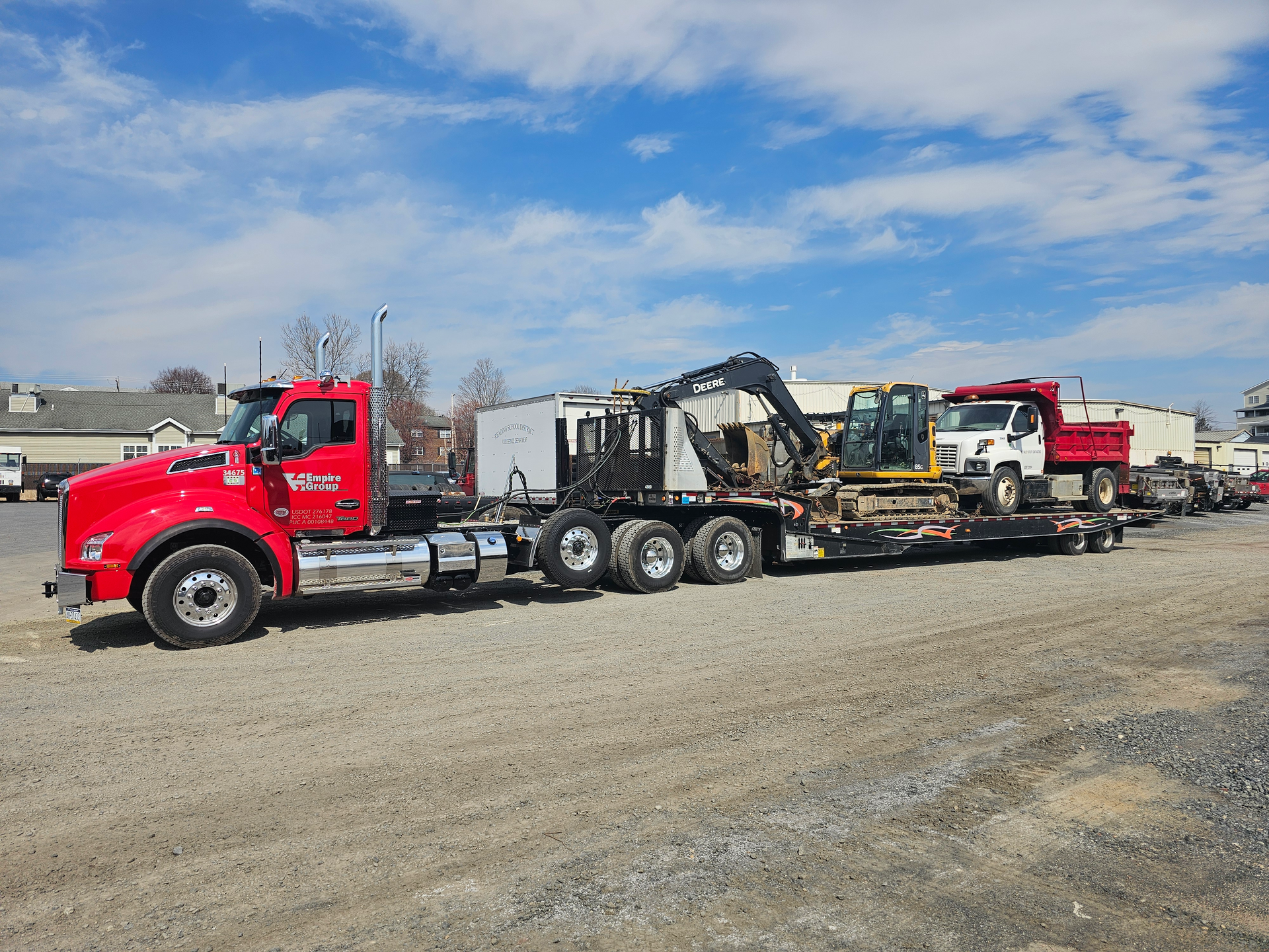 DVC transported a John Deere 85 G Excavator and a small dump truck from Reading to a job site in Doylestown, PA