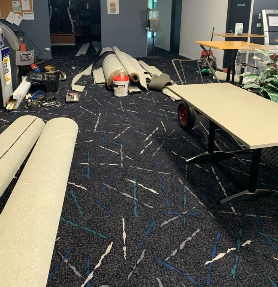 During Carpet Install — Geoff Thompson's Independent Flooring Centre In Port Macquarie, NSW