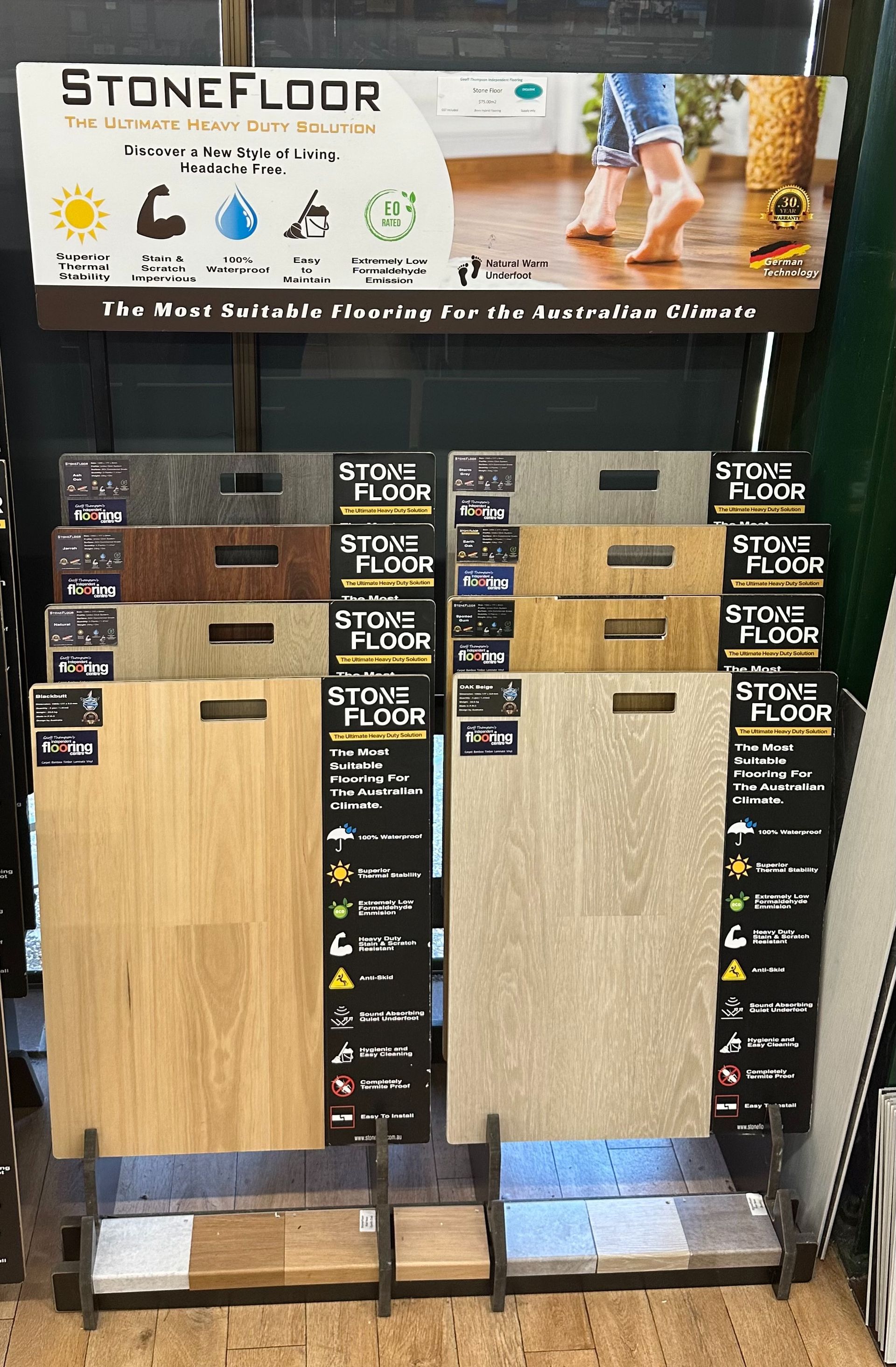 A Display of Different Types of Flooring in A Store — Geoff Thompson's Independent Flooring Centre In Port Macquarie, NSW
