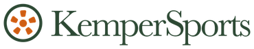 The KemperSports logo features a circular icon with five orange shapes surrounding a center, next to the company name.
