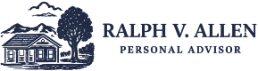 Logo for Ralph V. Allen, Personal Advisor. Features a house, tree, mountains, and text in a serif font.
